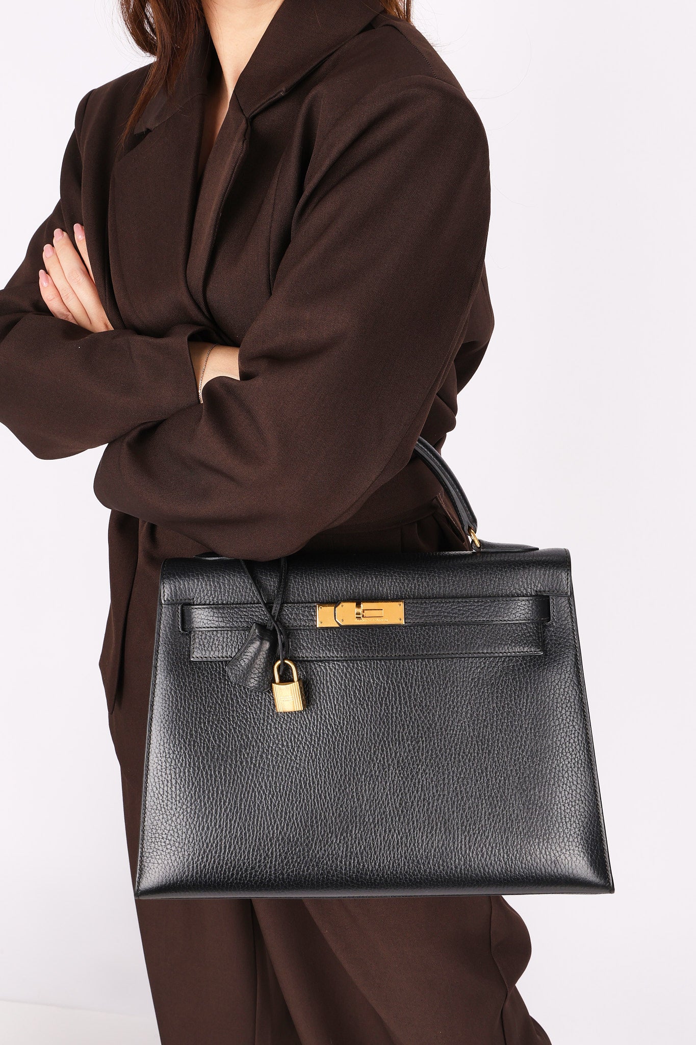 Hermès Kelly 32 Noir Vache Ardennes 1991 GHW