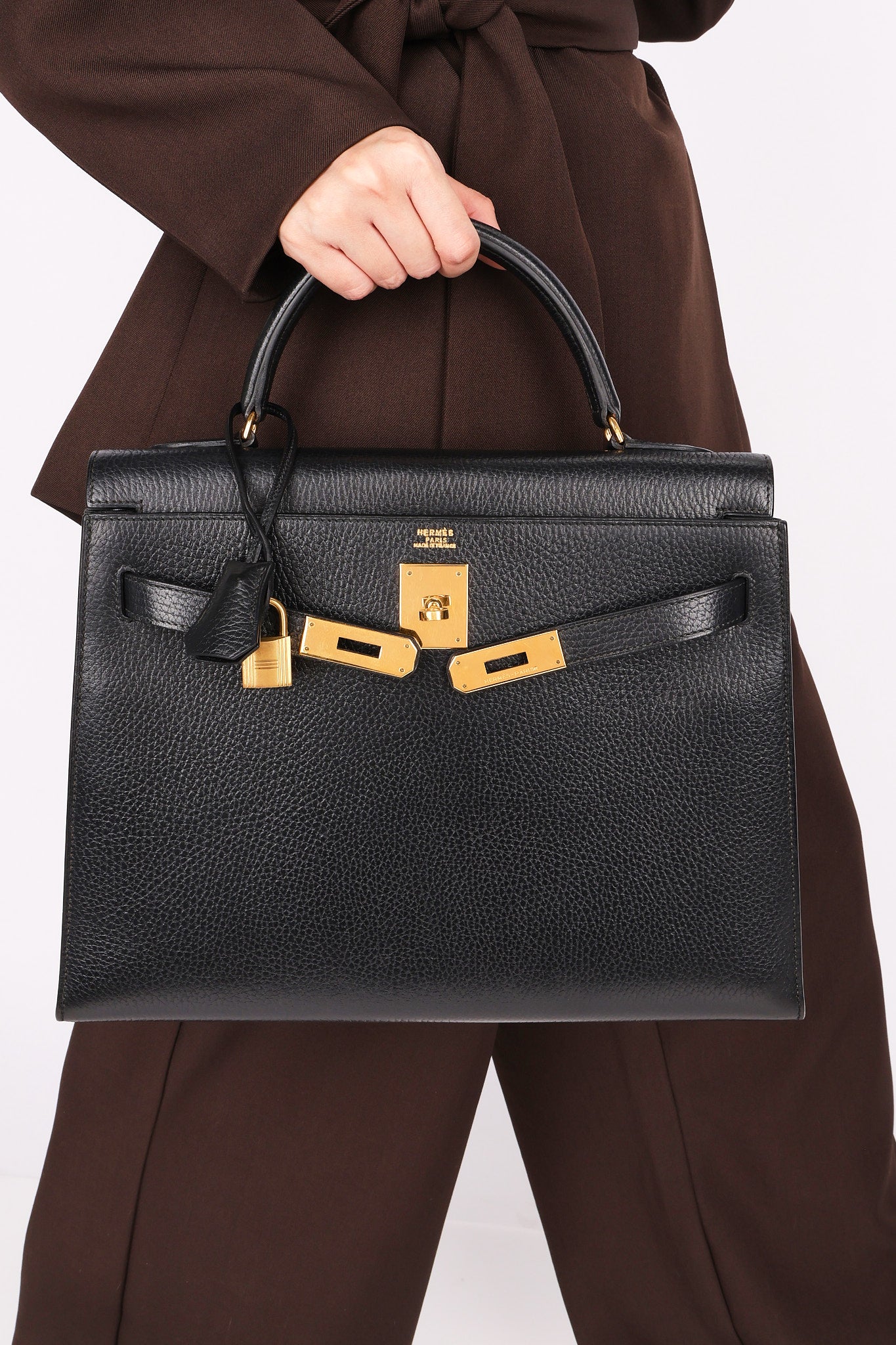 Hermès Kelly 32 Noir Vache Ardennes 1991 GHW