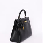 Hermès Kelly 32 Noir Vache Ardennes 1991 GHW