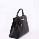 Hermès Kelly 32 Noir Vache Ardennes 1991 GHW