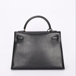 Hermès Kelly 32 Noir Vache Ardennes 1991 GHW