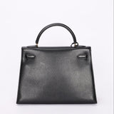 Hermès Kelly 32 Noir Vache Ardennes 1991 GHW