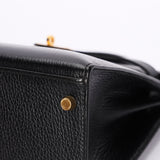 Hermès Kelly 32 Noir Vache Ardennes 1991 GHW