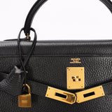 Hermès Kelly 32 Noir Vache Ardennes 1991 GHW
