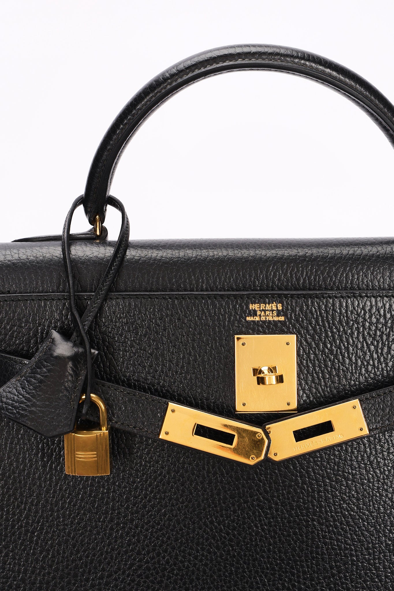 Hermès Kelly 32 Noir Vache Ardennes 1991 GHW
