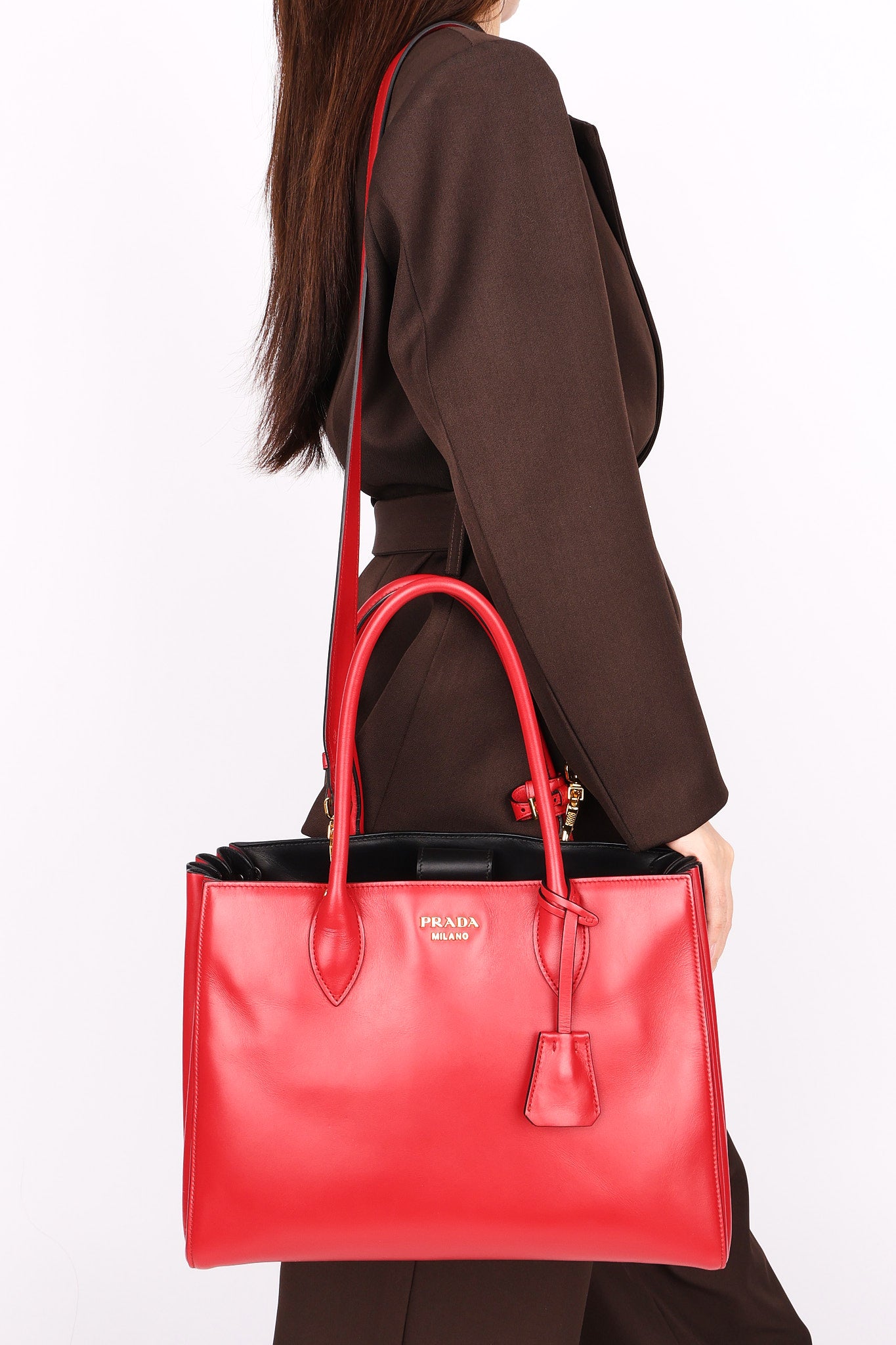 Prada Medium Bibliotheque City Tote Red