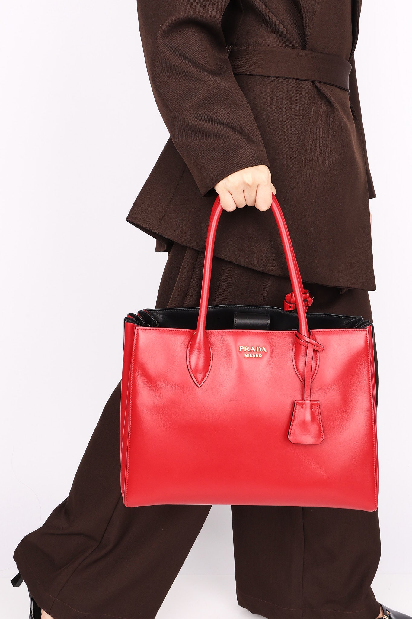 Prada Medium Bibliotheque City Tote Red