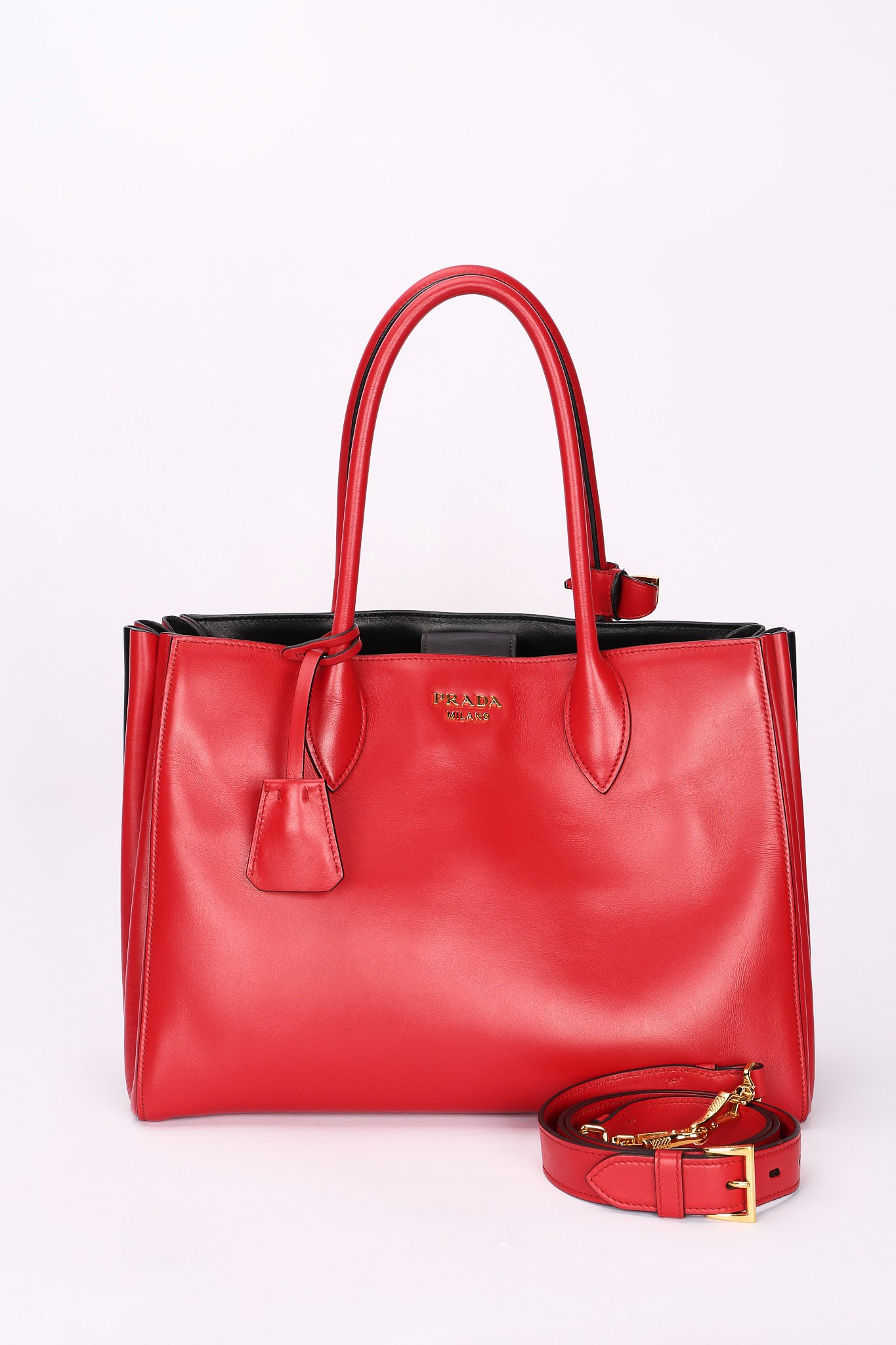 Prada Medium Bibliotheque City Tote Red