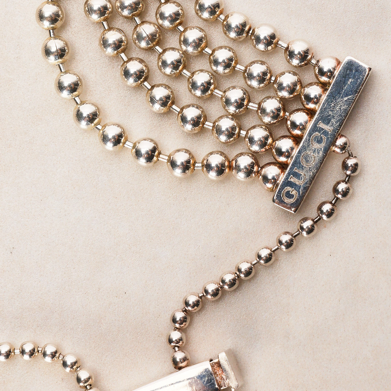 Gucci Ag925 Sterling Silver Bead GG Bracelet