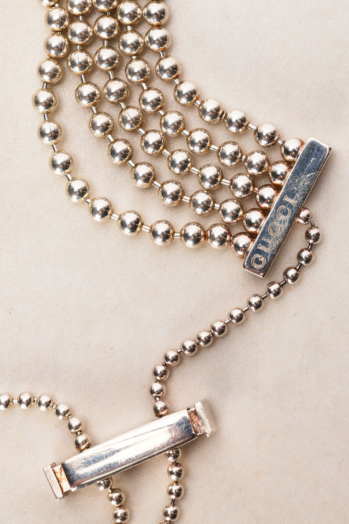 Gucci Ag925 Sterling Silver Bead GG Bracelet