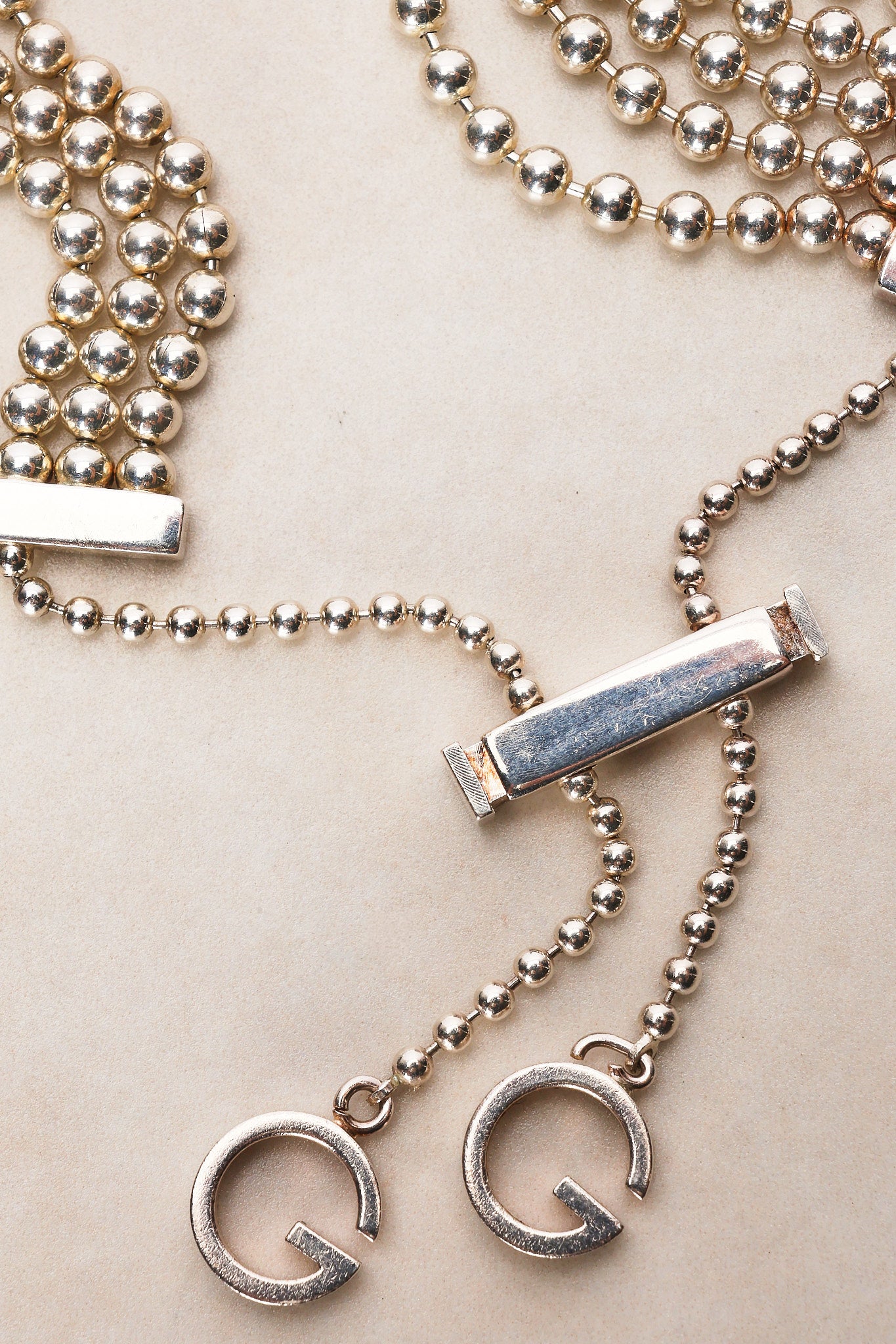 Gucci Ag925 Sterling Silver Bead GG Bracelet