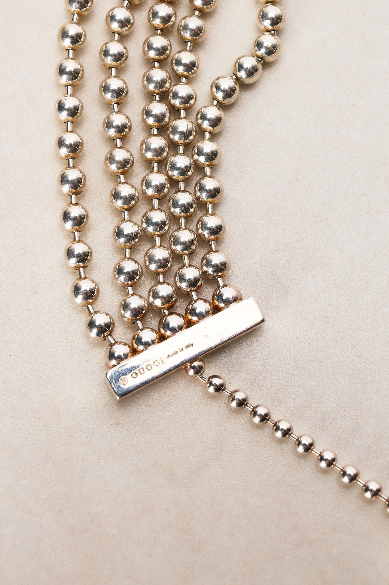 Gucci Ag925 Sterling Silver Bead GG Bracelet