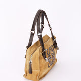 Loewe Anagram Studded Suede Shoulder Bag