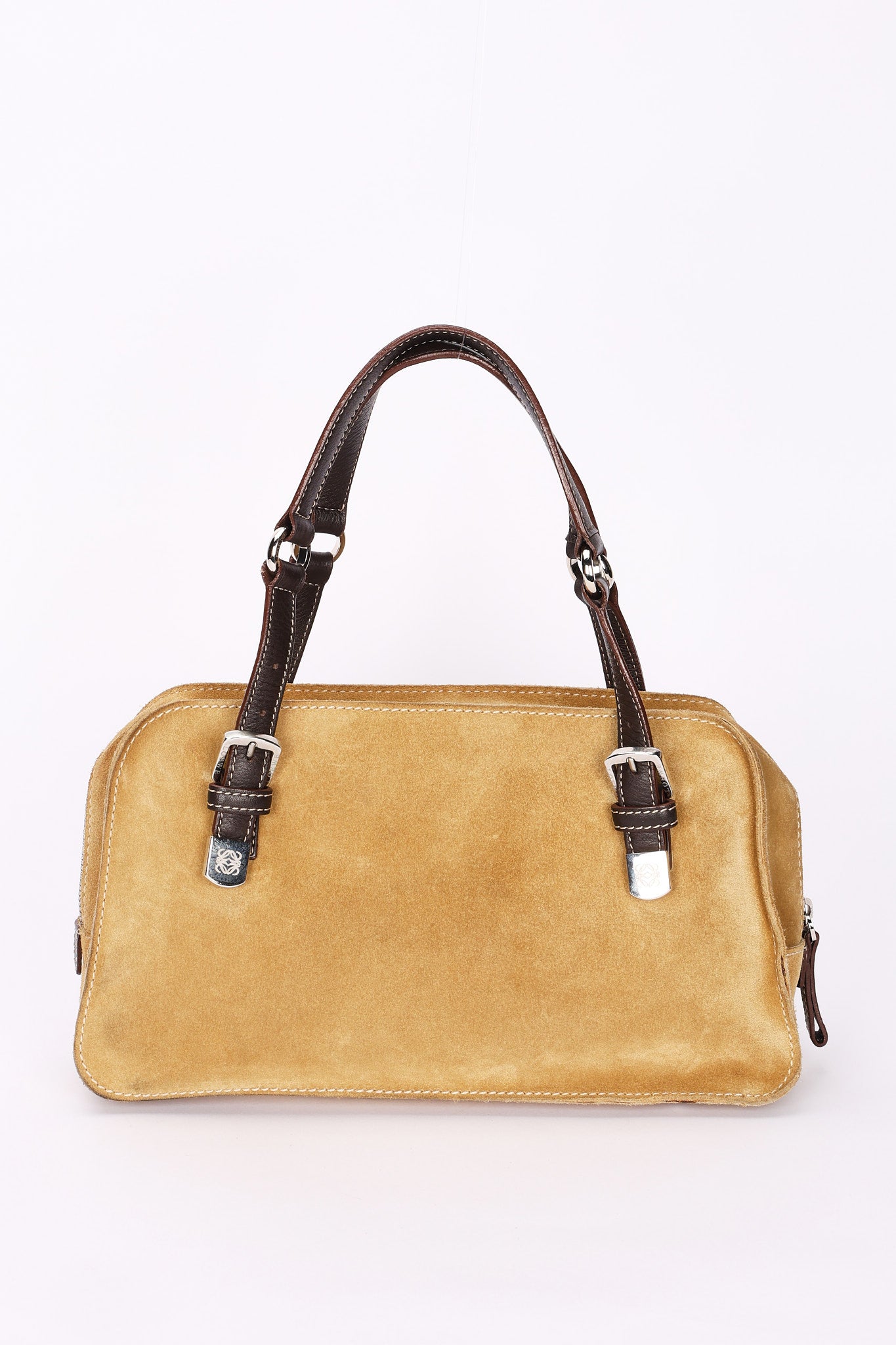 Loewe Anagram Studded Suede Shoulder Bag