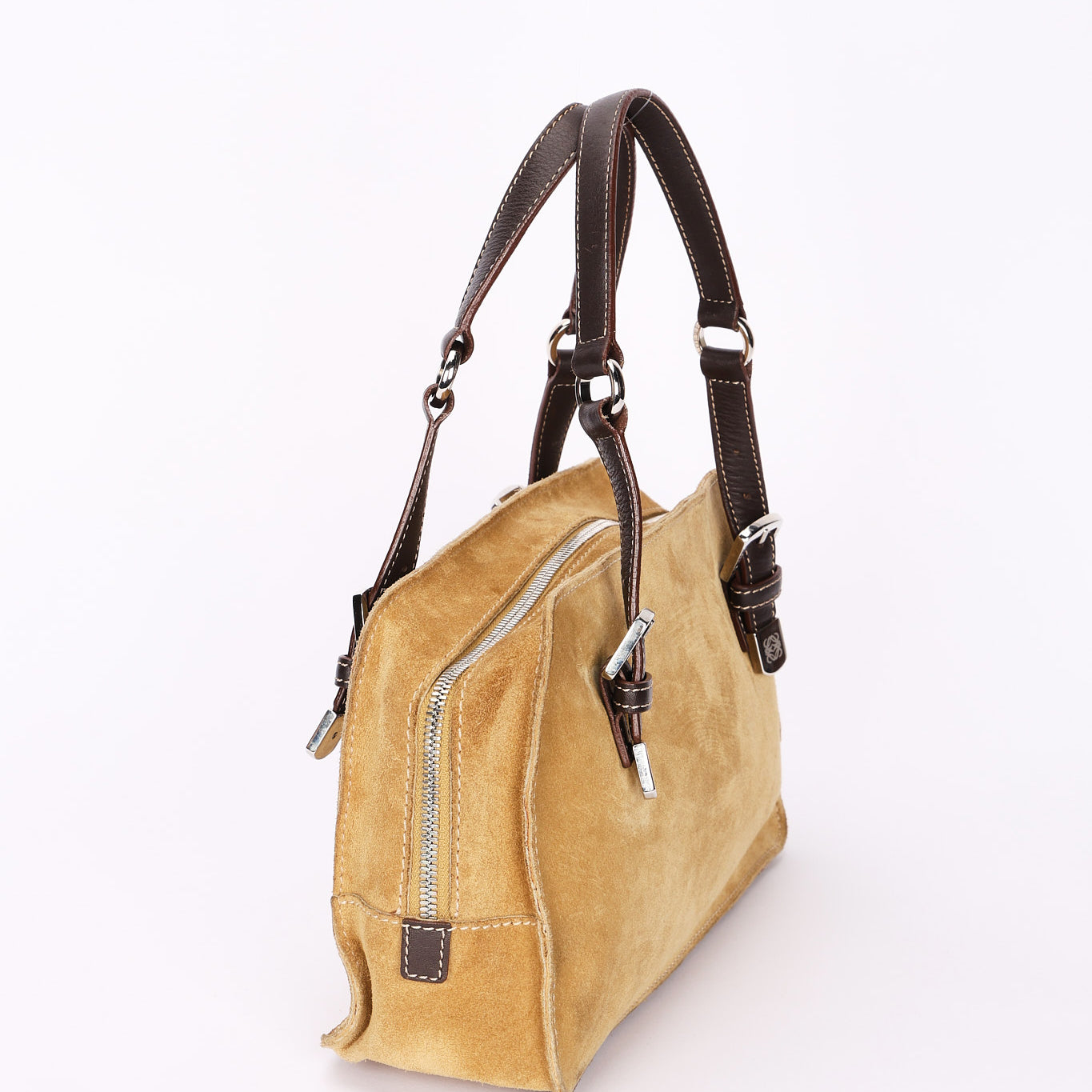 Loewe Anagram Studded Suede Shoulder Bag