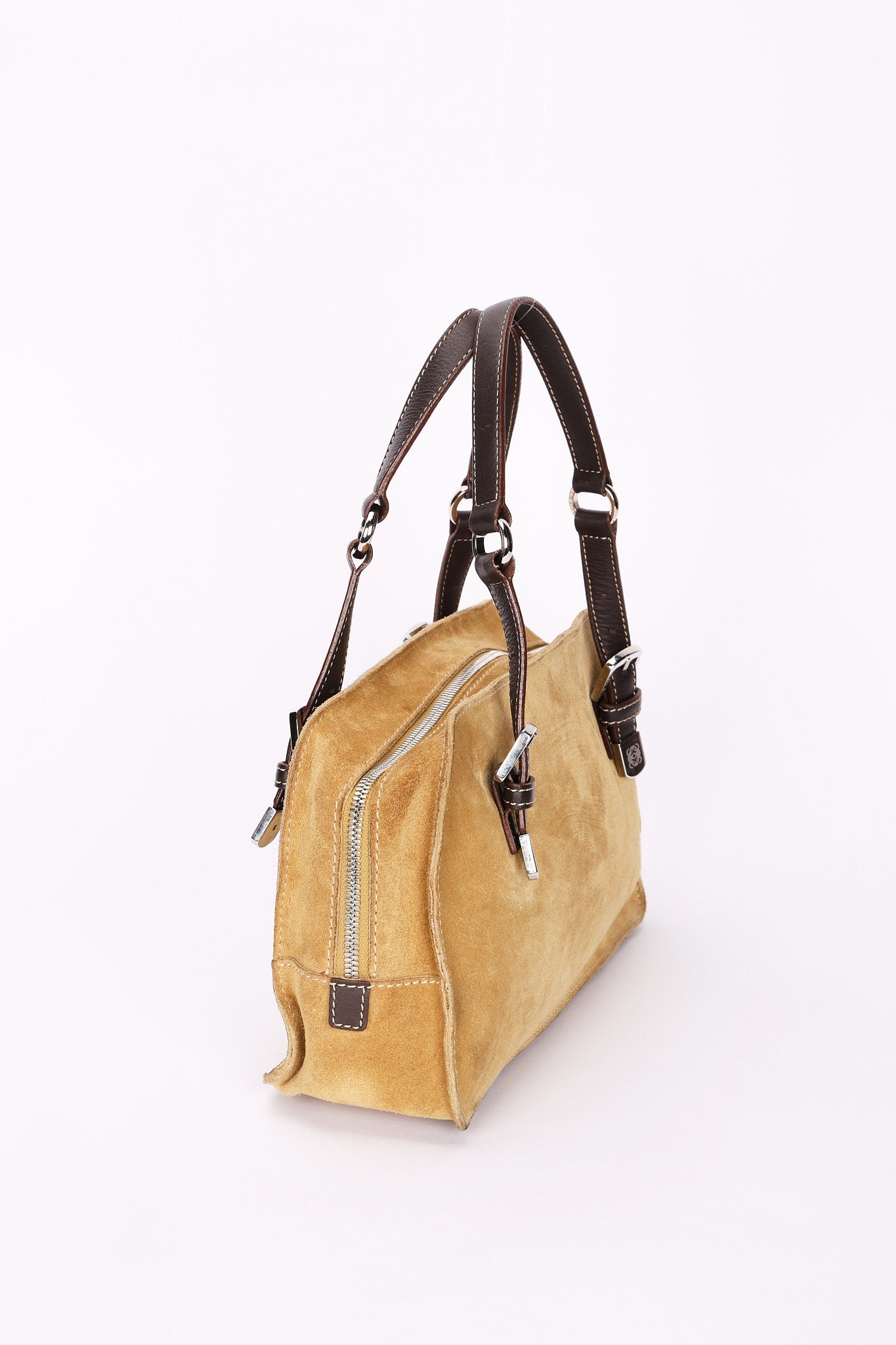 Loewe Anagram Studded Suede Shoulder Bag