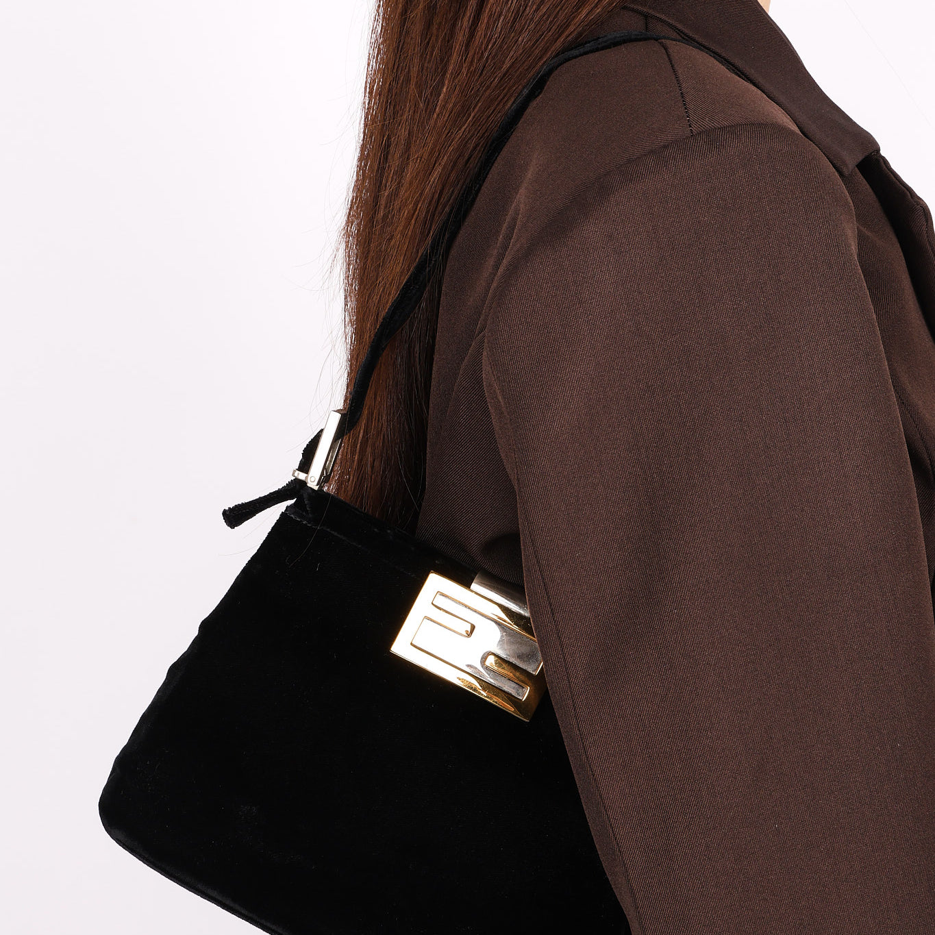 Fendi Velvet Clasp Shoulder Bag