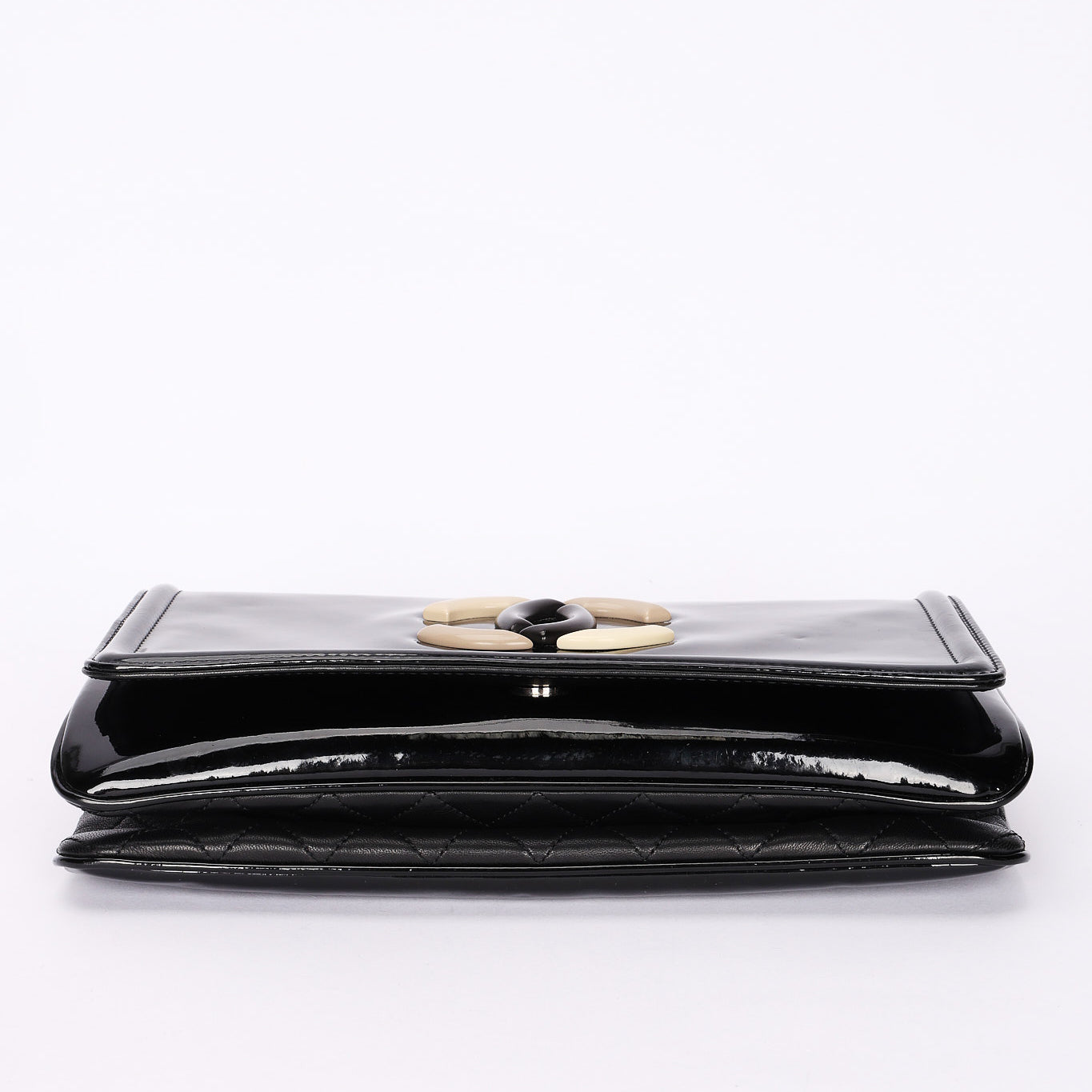 Chanel Single Flap Black Patent SHW