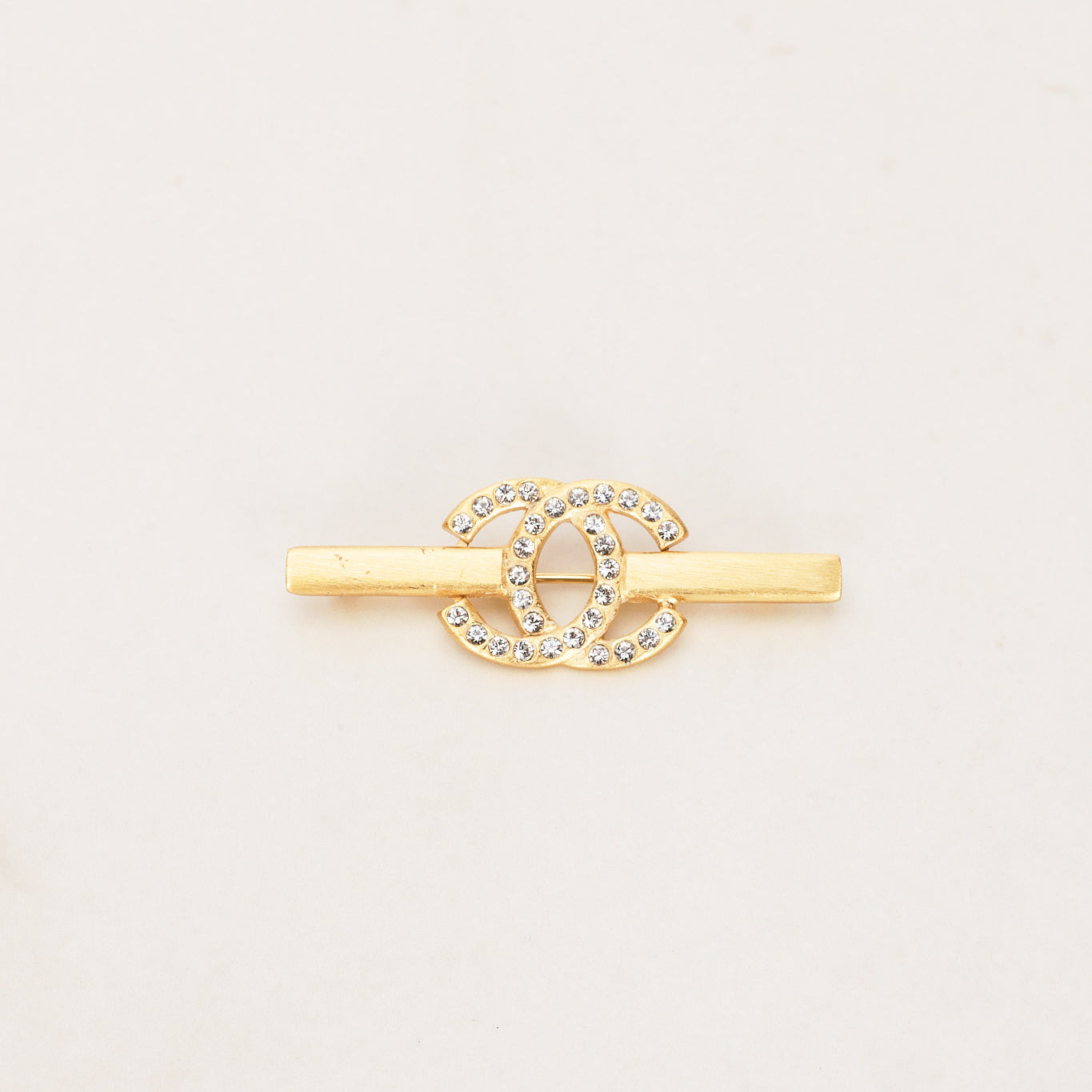 Chanel 2001 CC Bar Brooch 24K GP