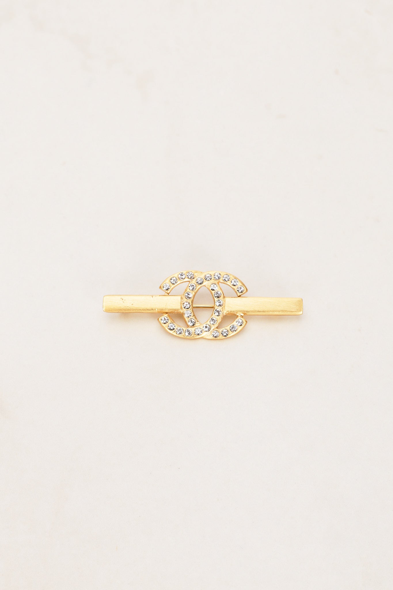 Chanel 2001 CC Bar Brooch 24K GP