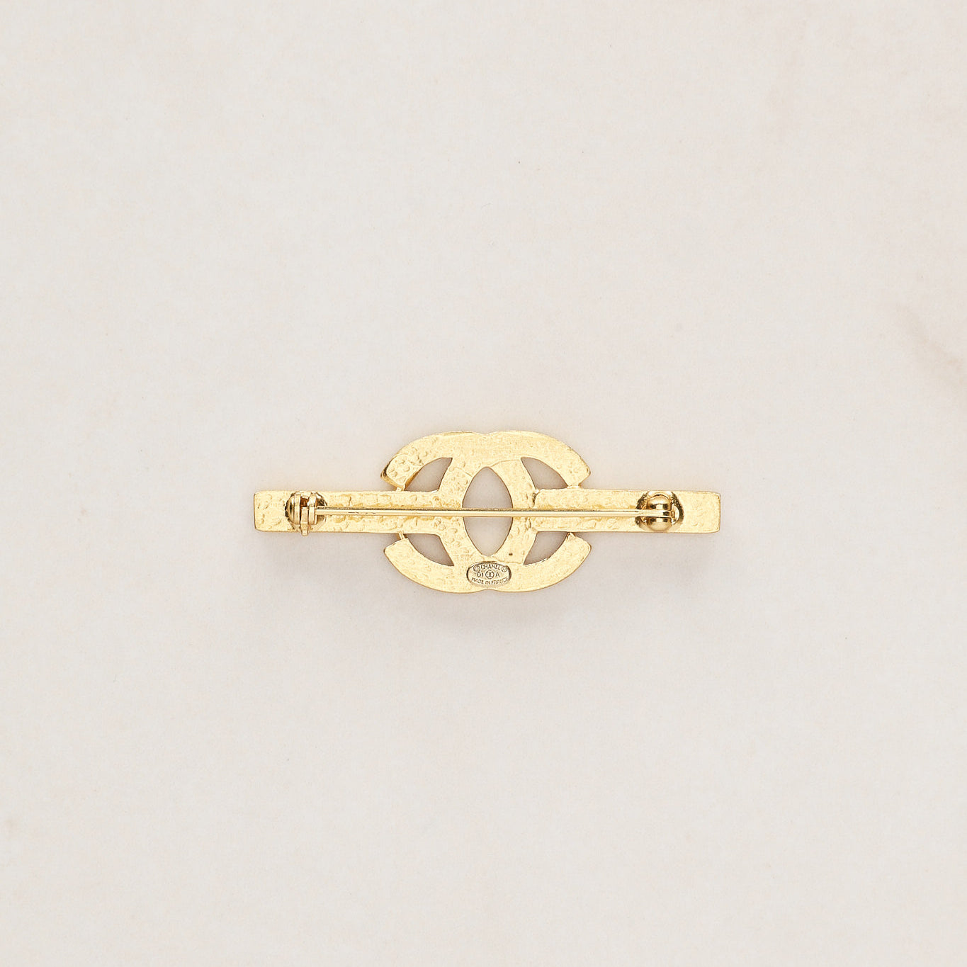 Chanel 2001 CC Bar Brooch 24K GP