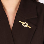 Chanel 2001 CC Bar Brooch 24K GP