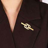 Chanel 2001 CC Bar Brooch 24K GP