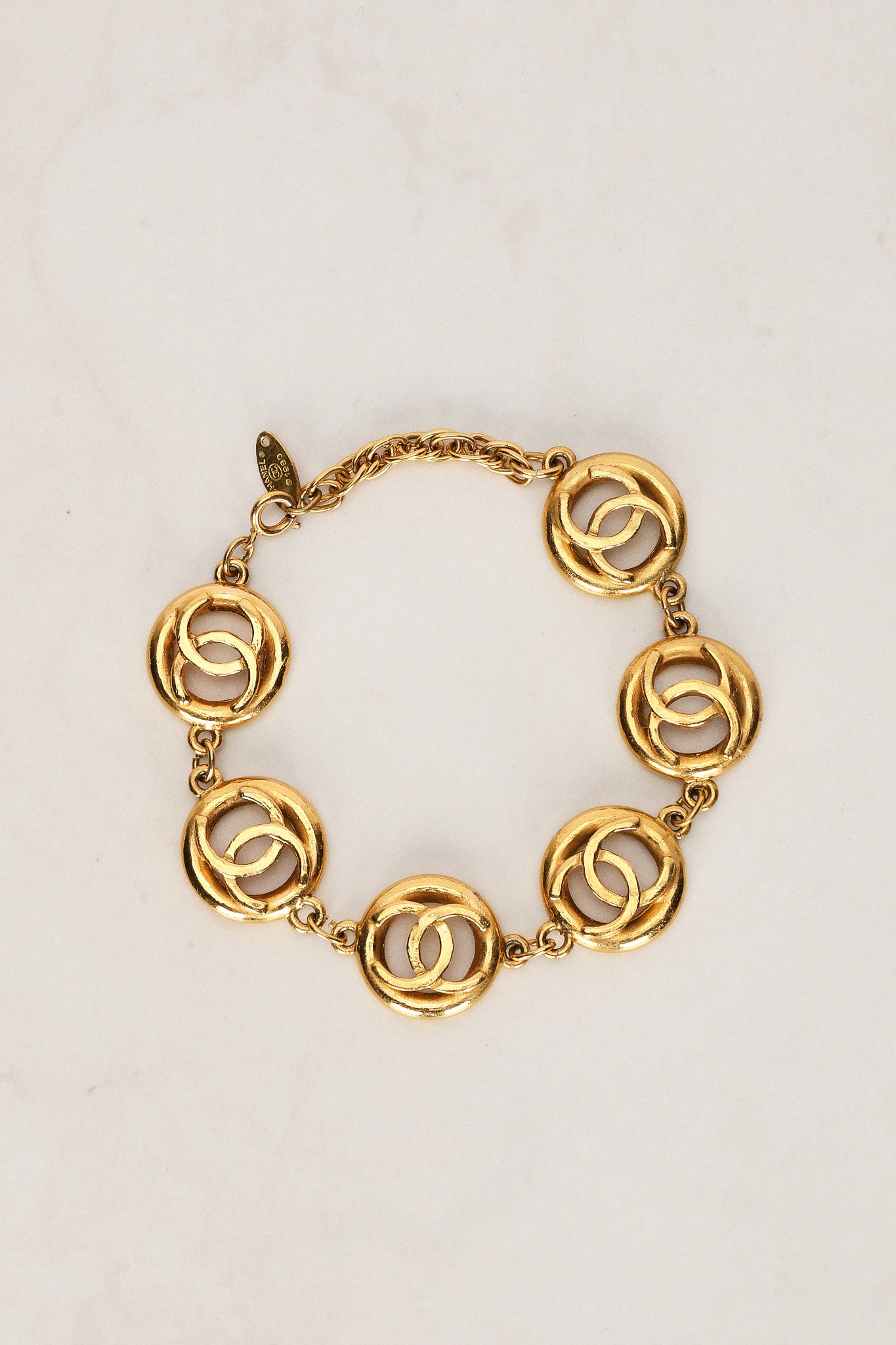 Chanel 1983 CC Medallion Bracelet 24K GP