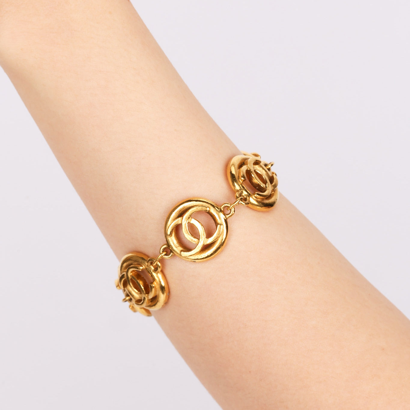 Chanel 1983 CC Medallion Bracelet 24K GP