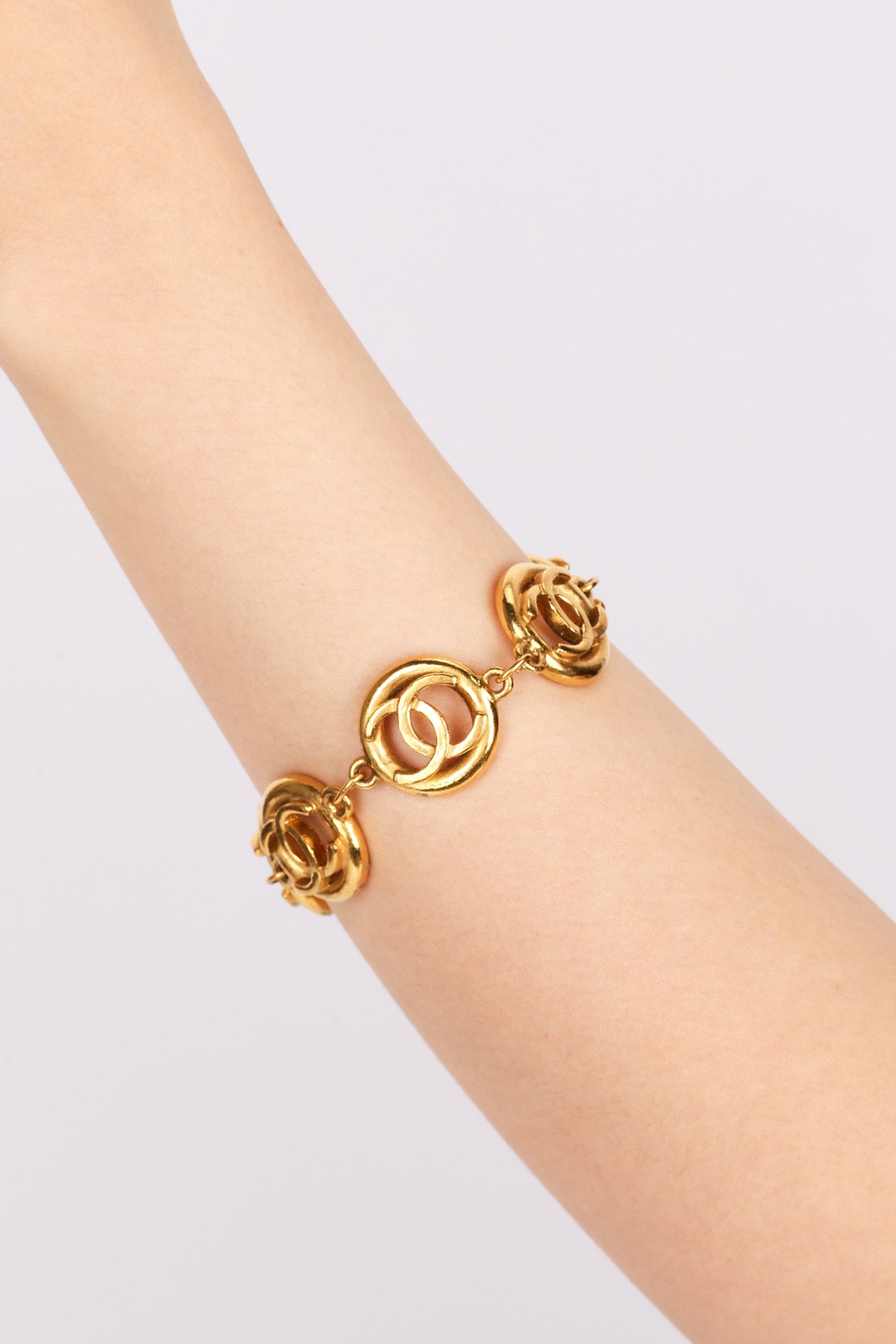 Chanel 1983 CC Medallion Bracelet 24K GP