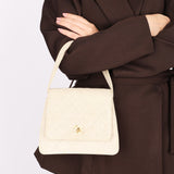 Chanel Kelly Turnlock Top Handle Flap Cream Linen 24K GP