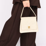 Chanel Kelly Turnlock Top Handle Flap Cream Linen 24K GP