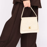 Chanel Kelly Turnlock Top Handle Flap Cream Linen 24K GP