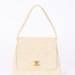 Chanel Kelly Turnlock Top Handle Flap Cream Linen 24K GP