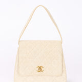 Chanel Kelly Turnlock Top Handle Flap Cream Linen 24K GP