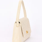 Chanel Kelly Turnlock Top Handle Flap Cream Linen 24K GP
