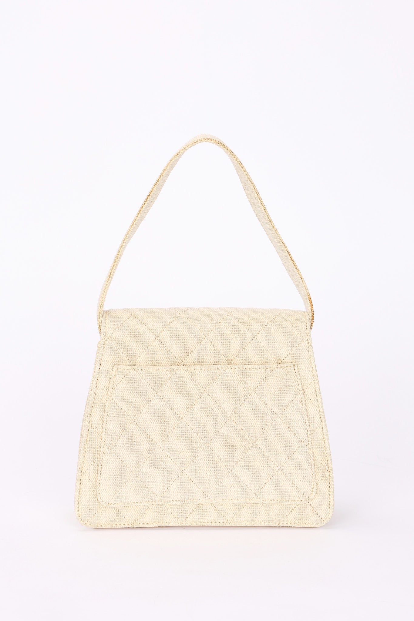 Chanel Kelly Turnlock Top Handle Flap Cream Linen 24K GP