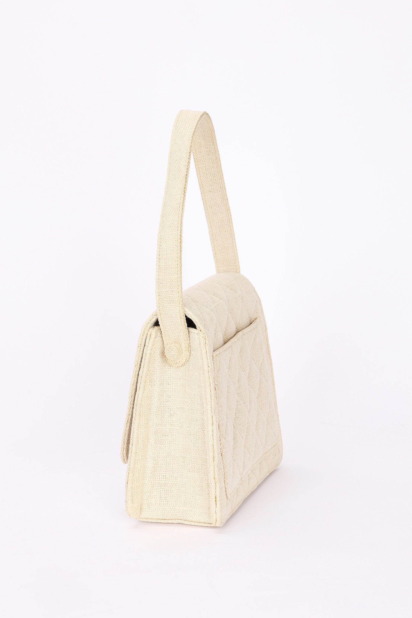 Chanel Kelly Turnlock Top Handle Flap Cream Linen 24K GP