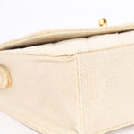 Chanel Kelly Turnlock Top Handle Flap Cream Linen 24K GP