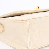 Chanel Kelly Turnlock Top Handle Flap Cream Linen 24K GP