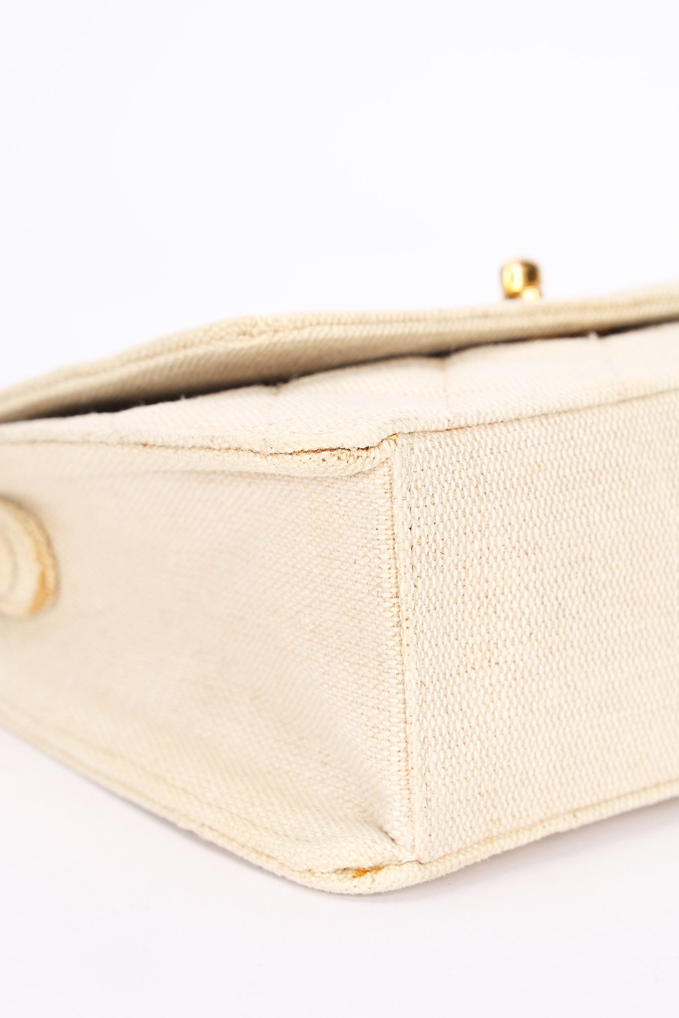 Chanel Kelly Turnlock Top Handle Flap Cream Linen 24K GP