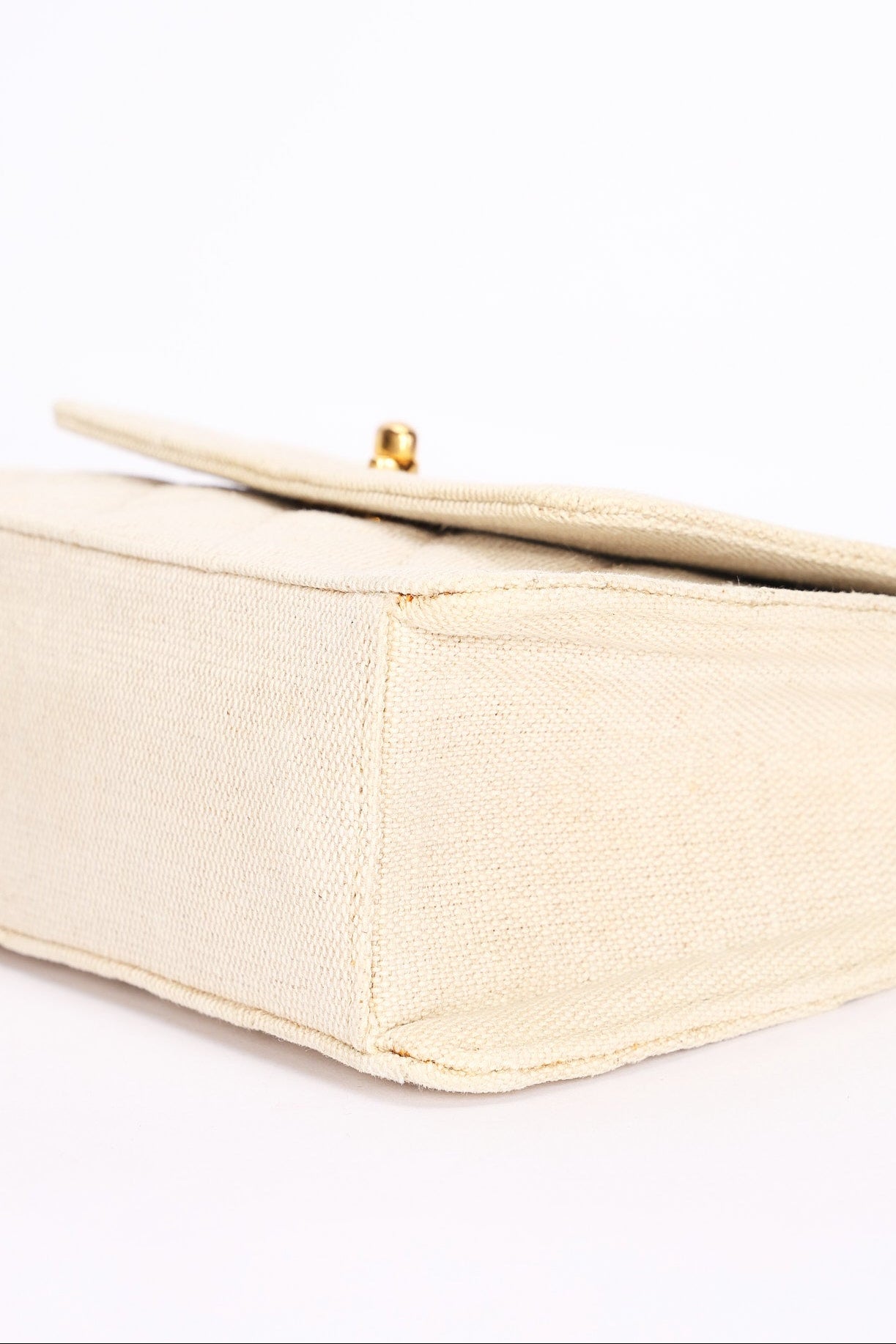 Chanel Kelly Turnlock Top Handle Flap Cream Linen 24K GP