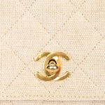 Chanel Kelly Turnlock Top Handle Flap Cream Linen 24K GP