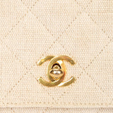 Chanel Kelly Turnlock Top Handle Flap Cream Linen 24K GP