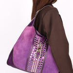 Gucci Studded Jackie O Bouvier Hobo Purple Suede