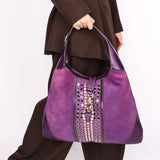 Gucci Studded Jackie O Bouvier Hobo Purple Suede