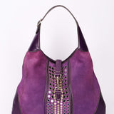 Gucci Studded Jackie O Bouvier Hobo Purple Suede