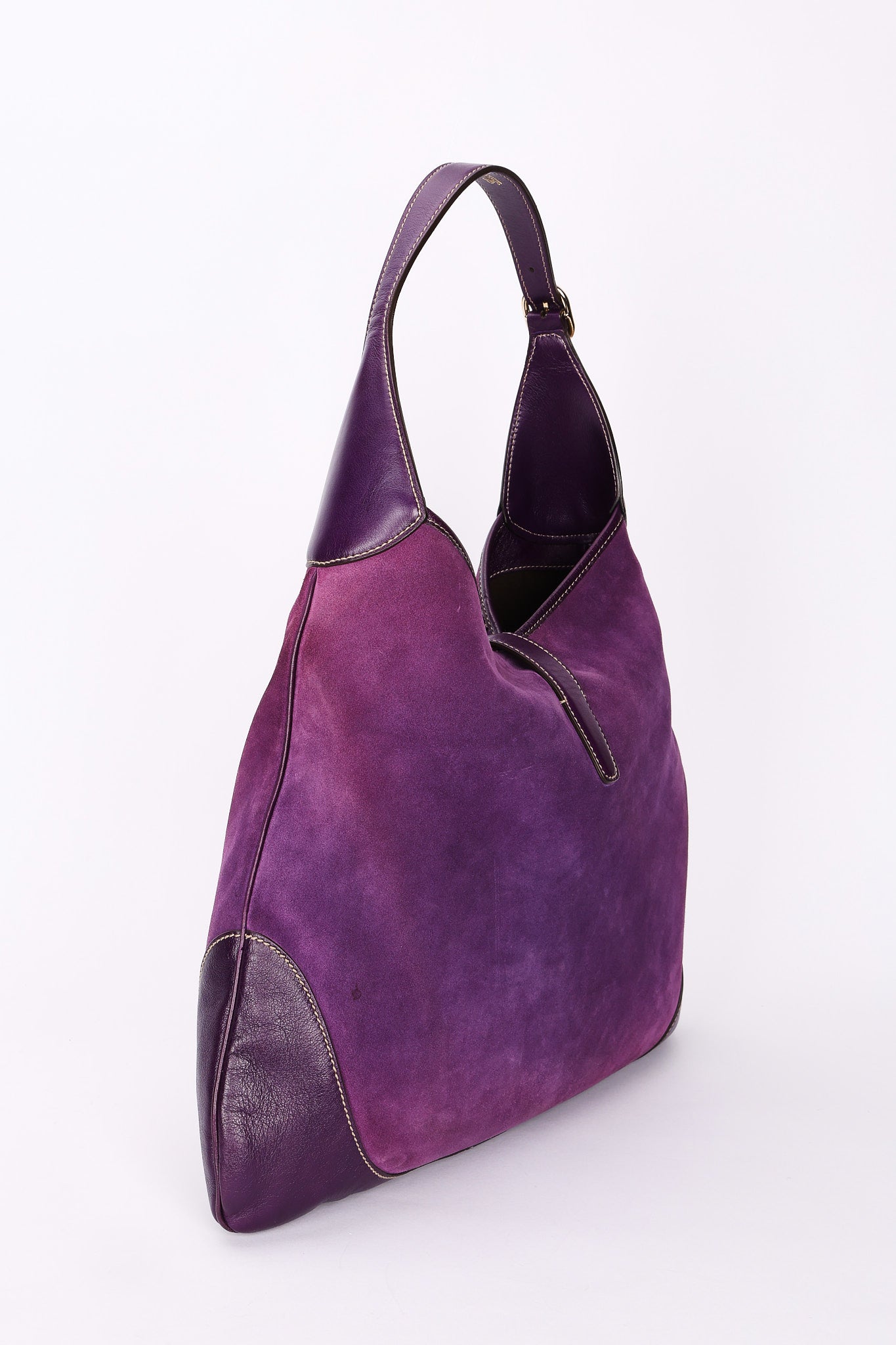 Gucci Studded Jackie O Bouvier Hobo Purple Suede