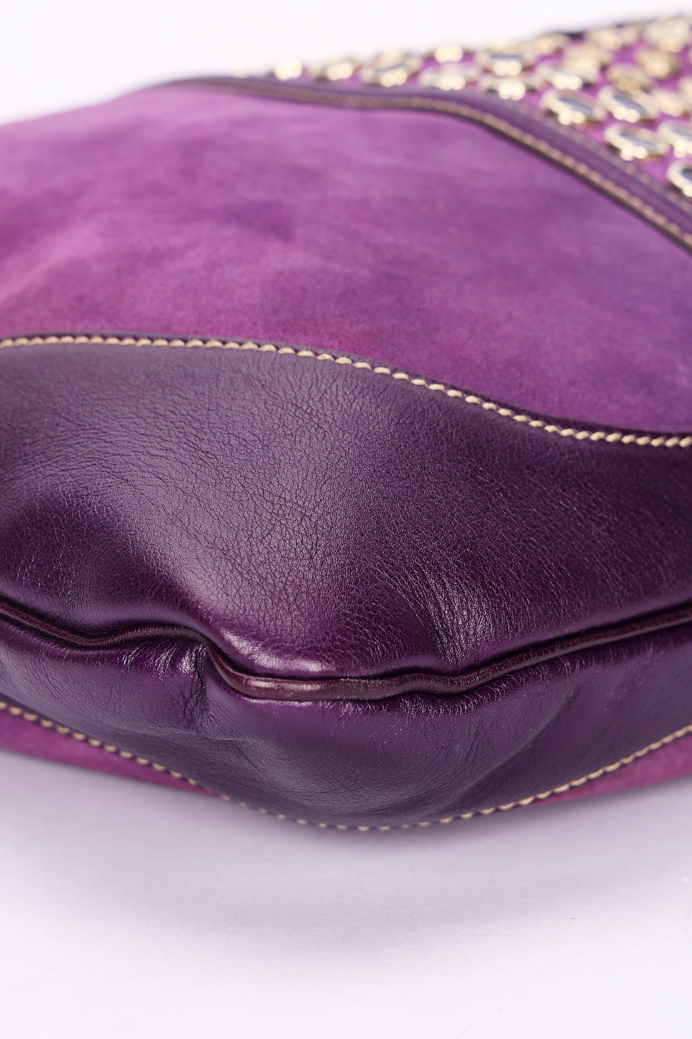 Gucci Studded Jackie O Bouvier Hobo Purple Suede