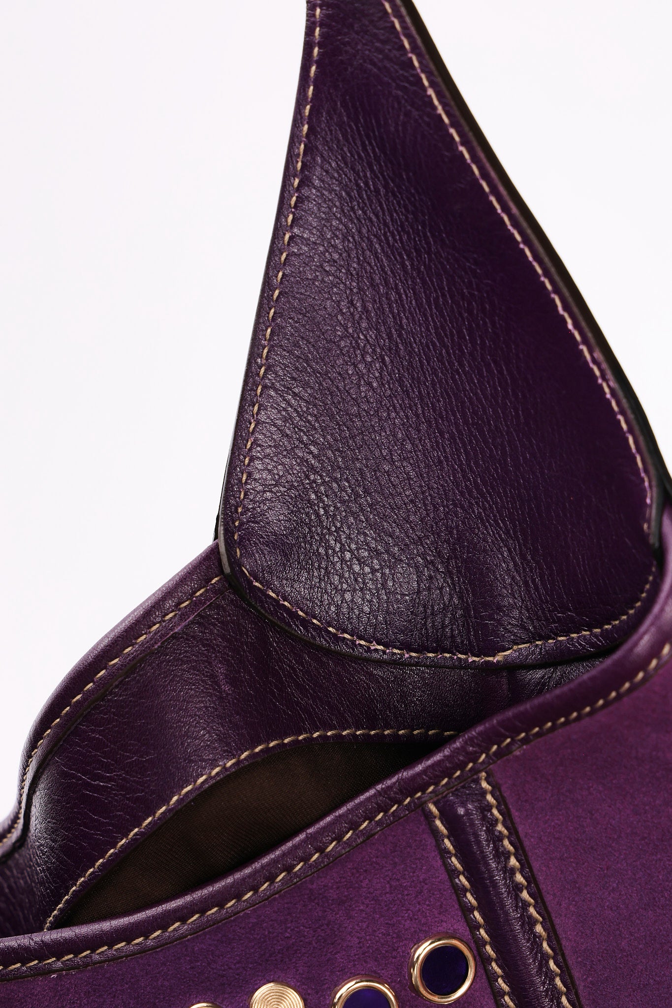 Gucci Studded Jackie O Bouvier Hobo Purple Suede